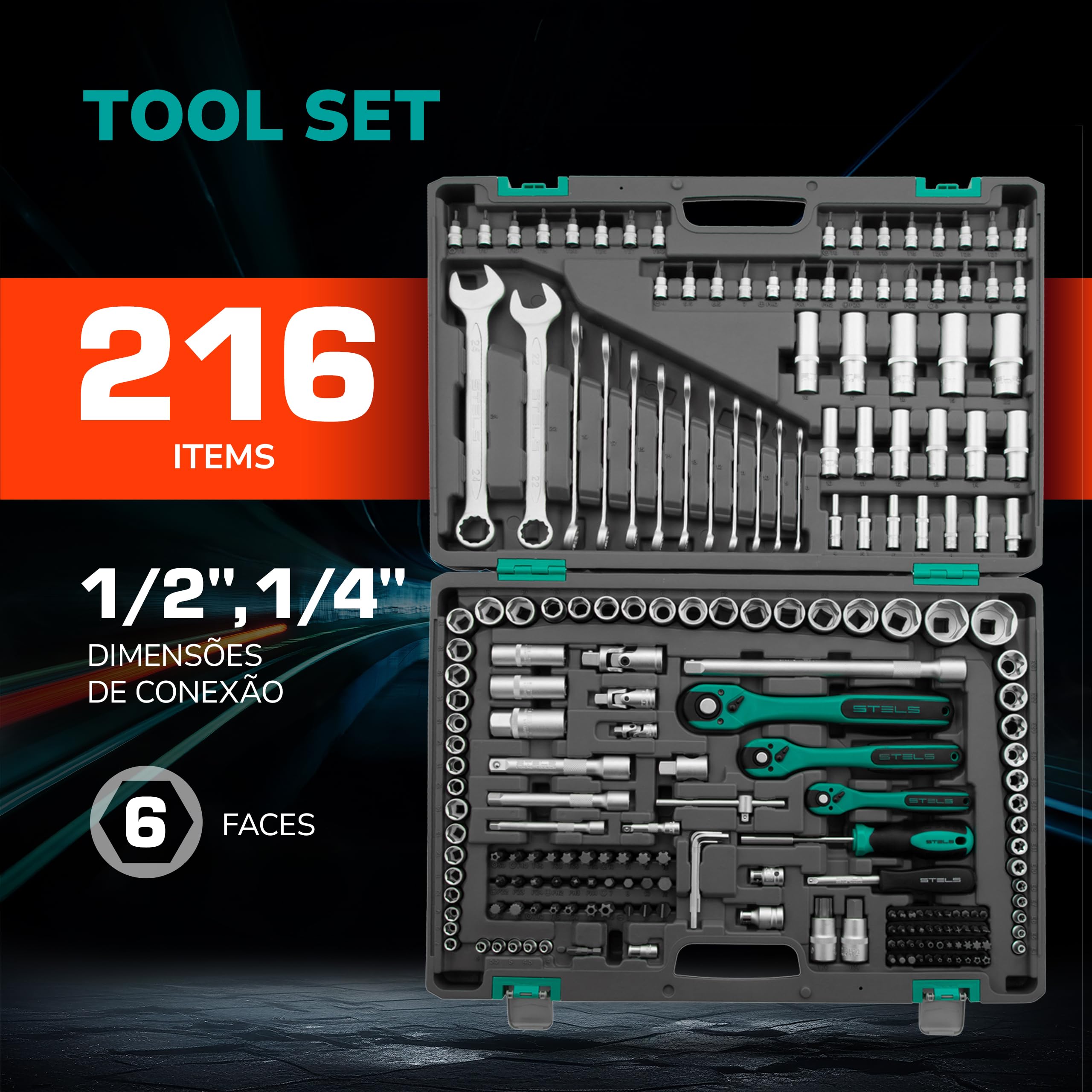 Kit Jogo De Ferramentas 216 Pçs Multiuso Maleta Profissional
